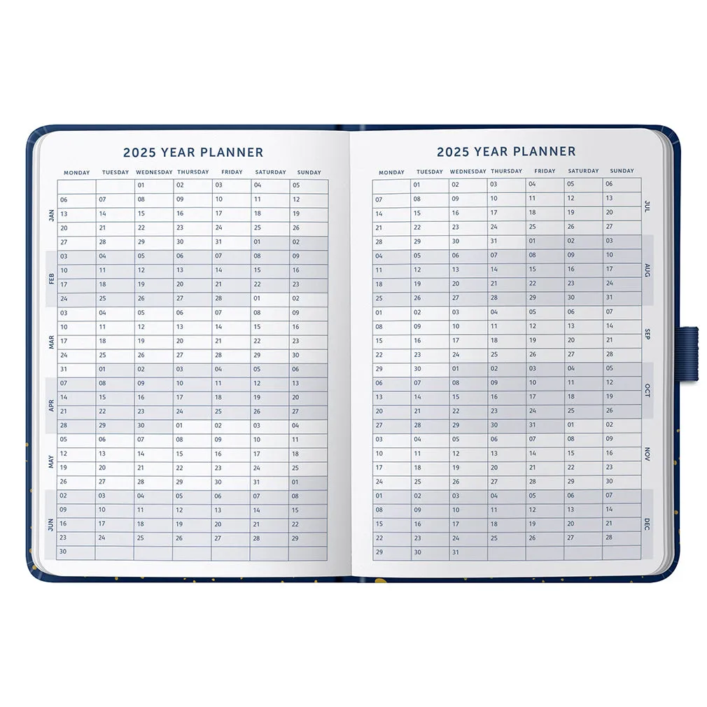 2025 Day a Page Diary | Navy & Gold | A6