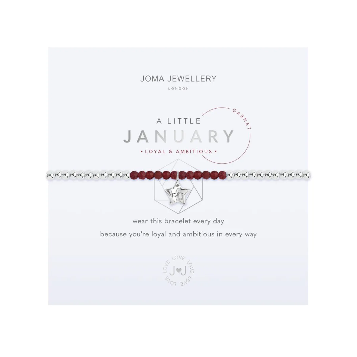 A Little January Birthstone Bracelet | Silver Plated with Garnet
