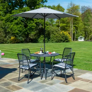 Alexander Rose Portofino Round Table Set 4 Seater & Parasol