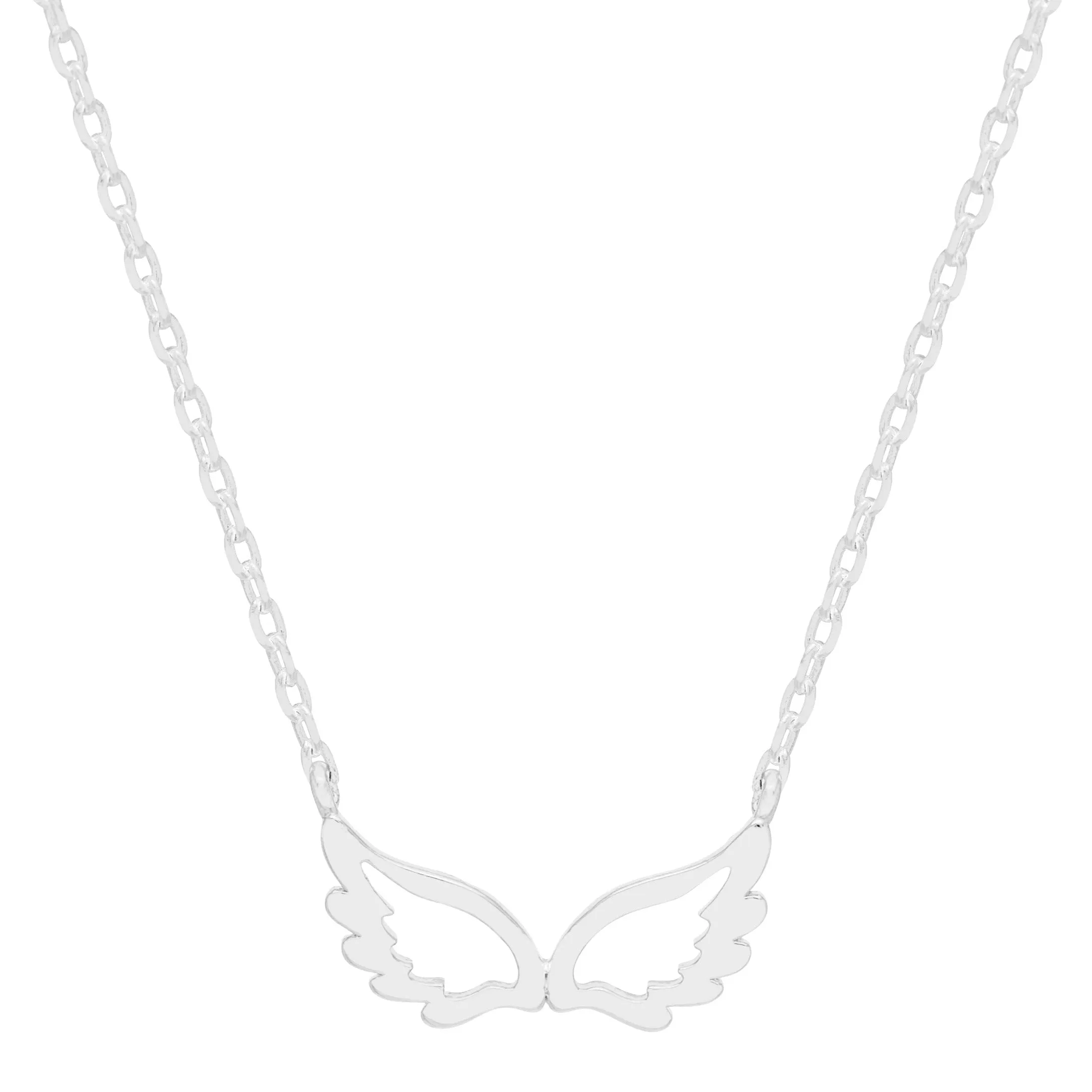 Angel Wing Charm Necklace | Silver Plated