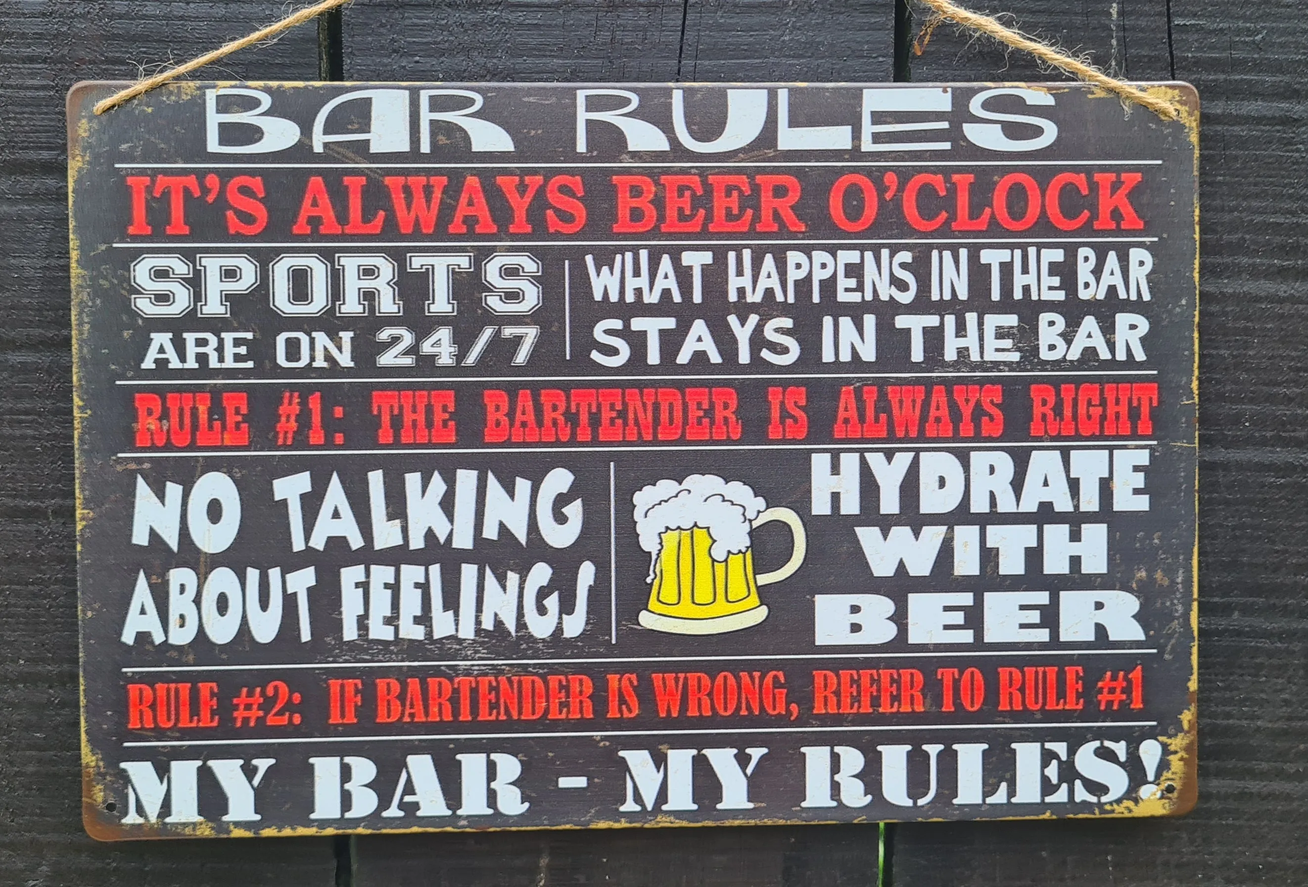 BAR RULES METAL ART SIGNS