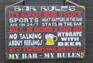 BAR RULES METAL ART SIGNS