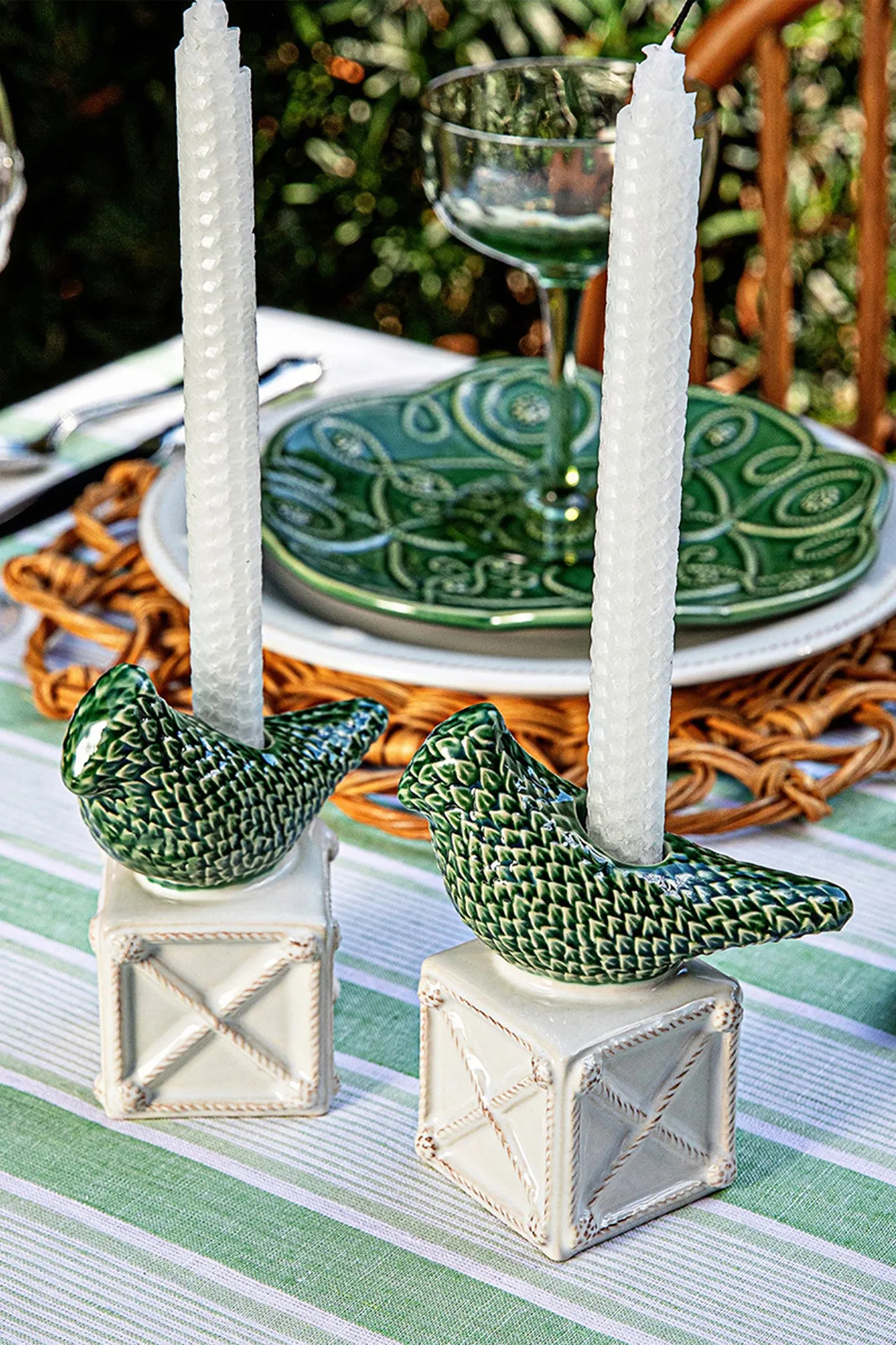 Berry & Thread Bird Topiary Candlestick Set/2