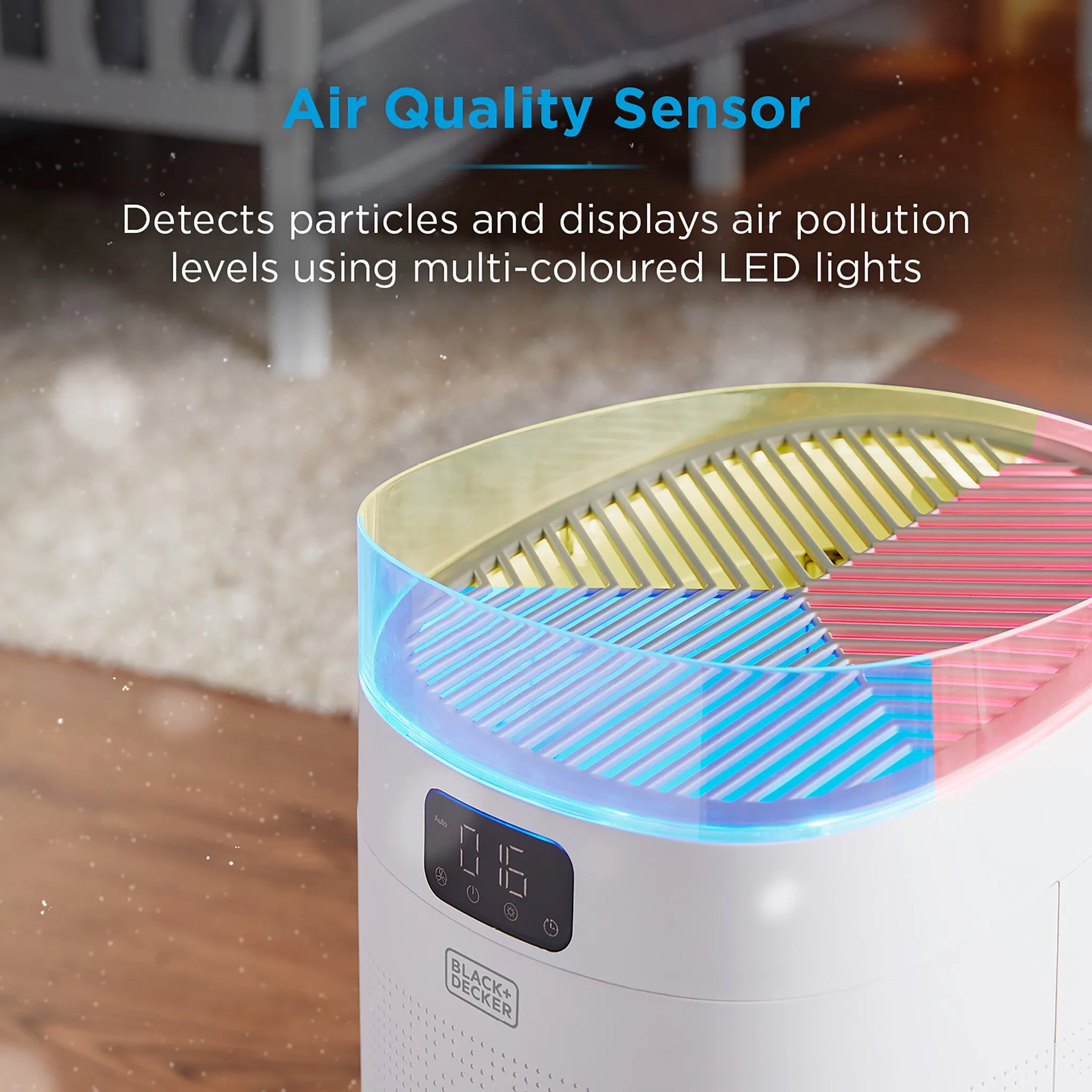 Black & Decker BXAP62002GB Air Purifier with Air Quality Sensor and 8 Hour Timer - White