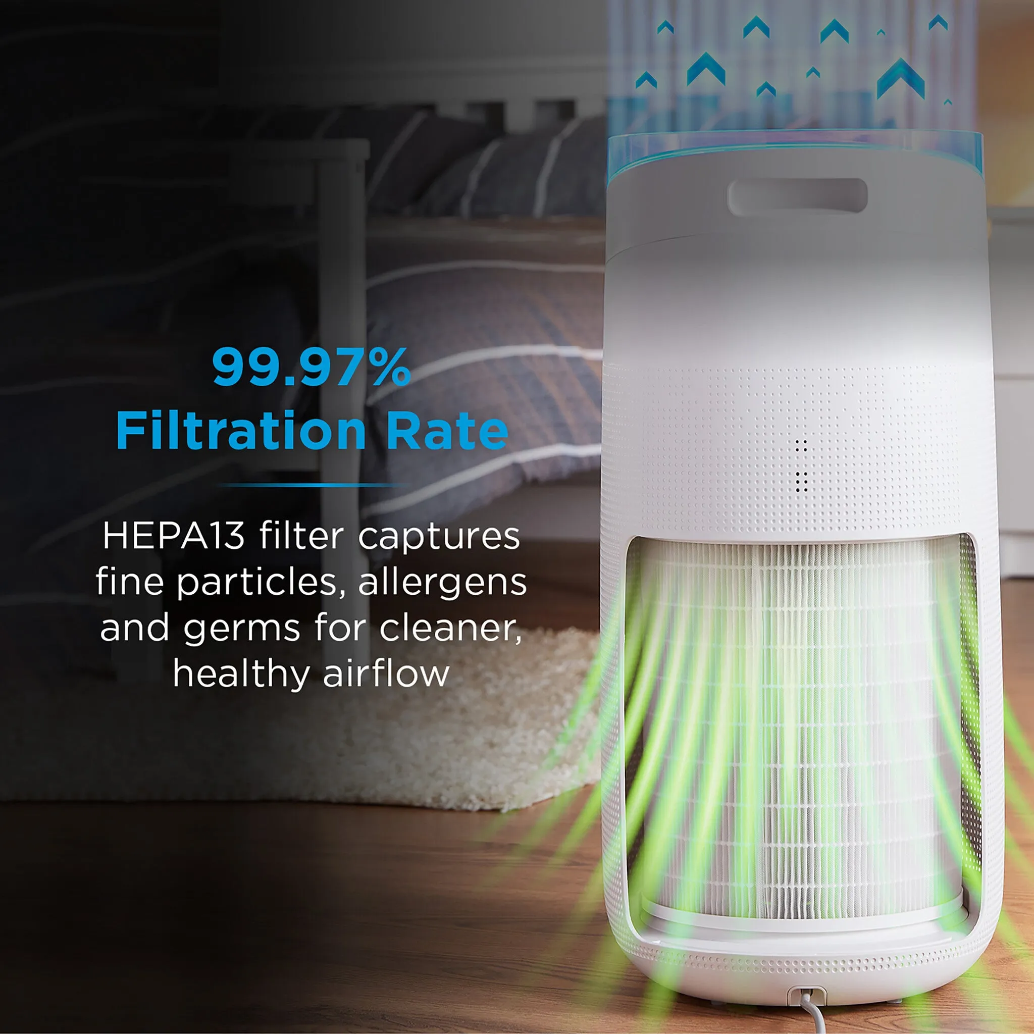 Black & Decker BXAP62002GB Air Purifier with Air Quality Sensor and 8 Hour Timer - White