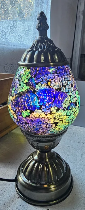 BLUE PURPLE OVAL TURKISH LAMP
