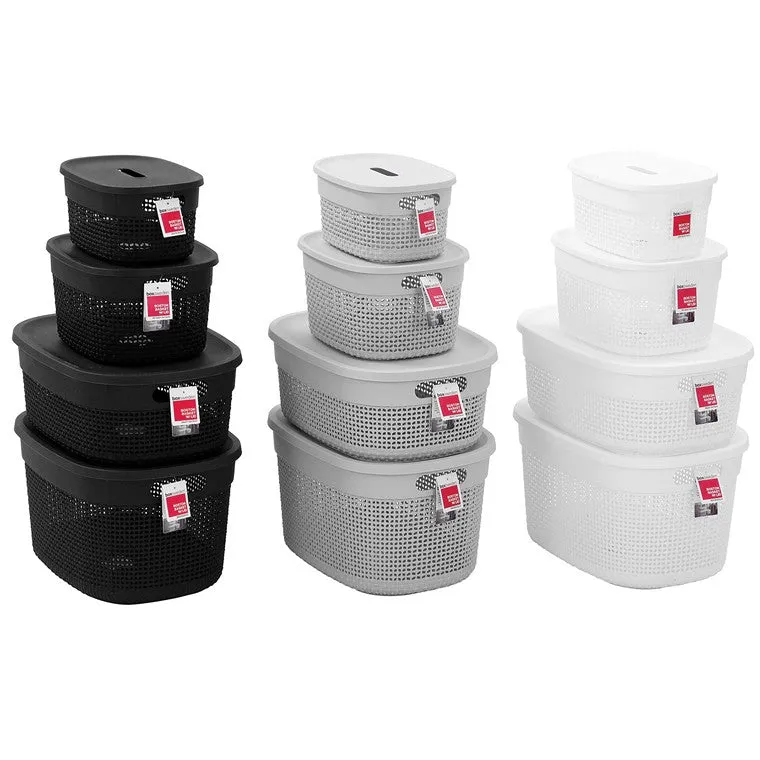 Boston Basket w/ Lid, Small, 3 Asstd Colours