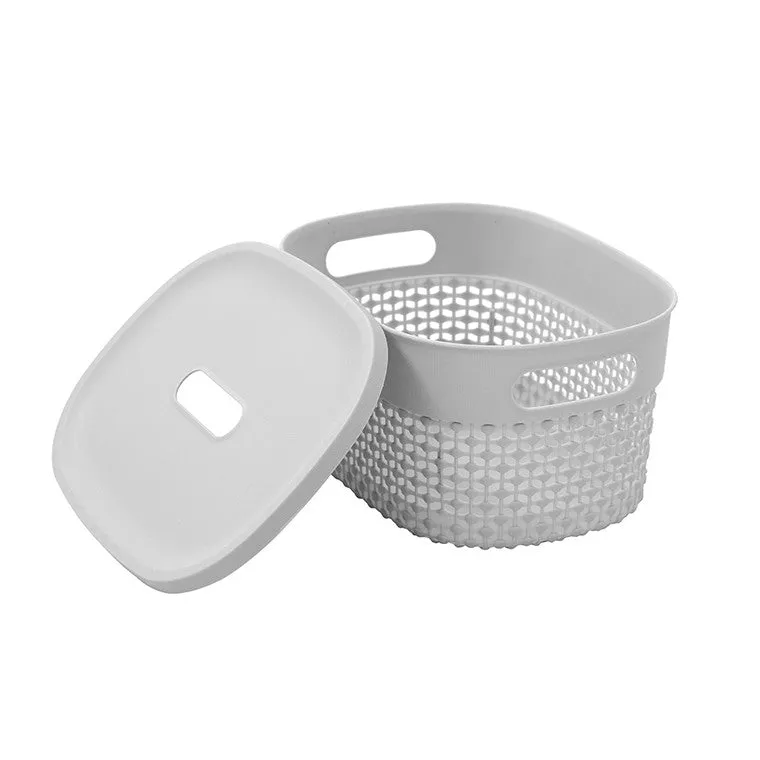 Boston Basket w/ Lid, Small, 3 Asstd Colours