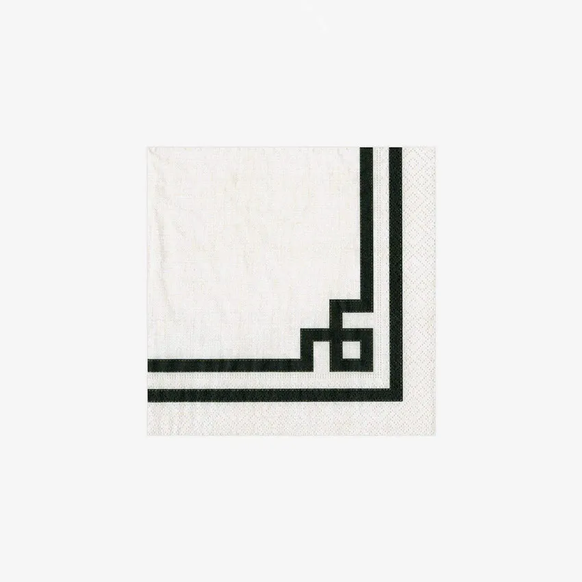 Caspari | Rive Gauche-Black And White Napkin