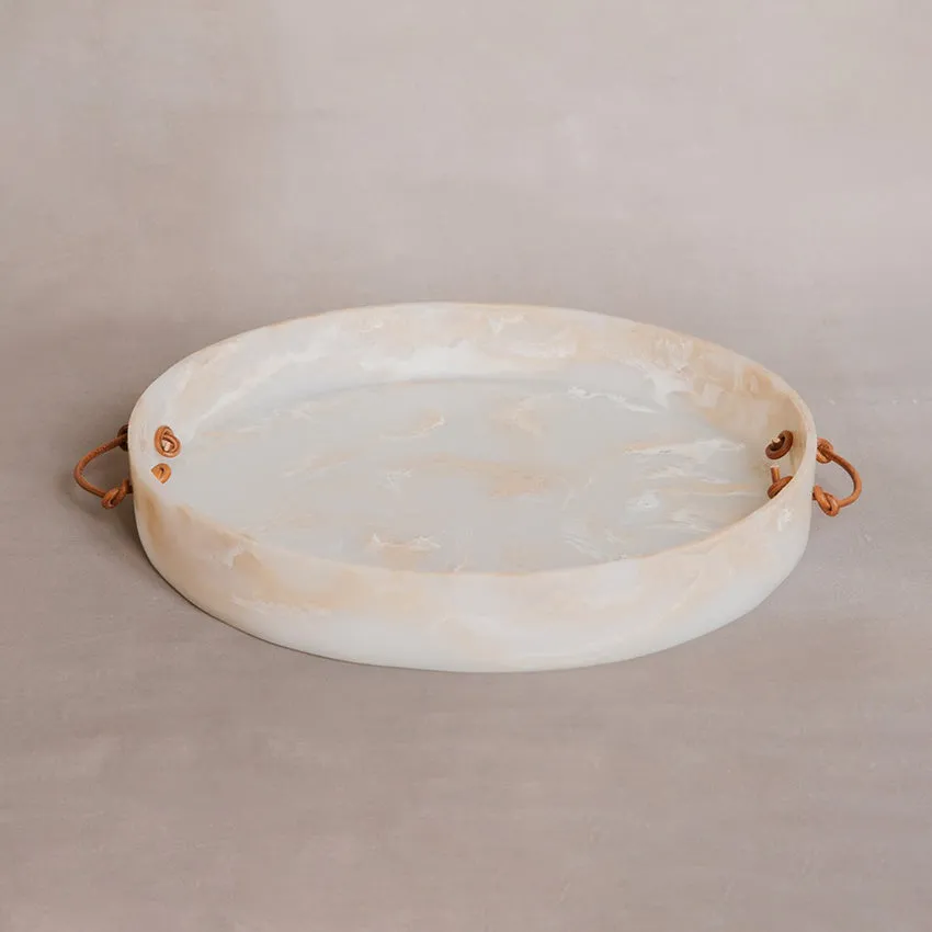 CDMX Design | Monica Calderon Studio Round Tray with Leather Handles