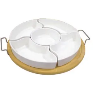 Ceramic Fruit Dish Round with Base 5pc