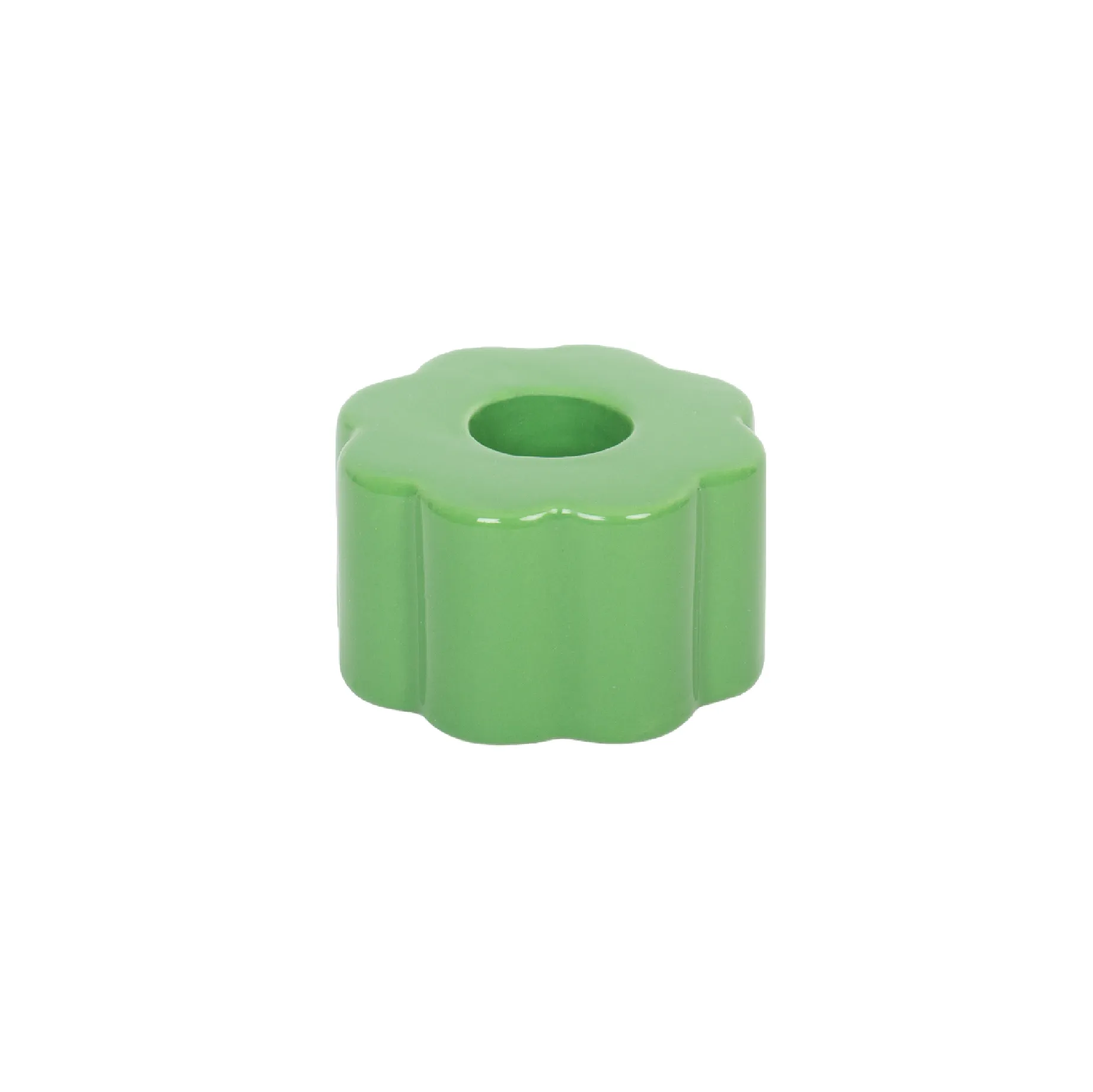Ceramic Retro Flower Candle Holder | Green