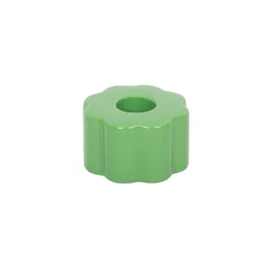 Ceramic Retro Flower Candle Holder | Green