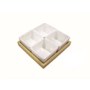 Ceramic Square Dish with Base 4pc
