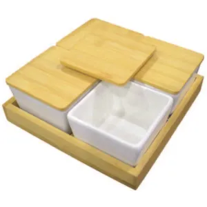 Ceramic Square Dish with Lid & Base 4pc