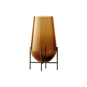 chasse Hurricane Vase | Bronzed Brass & Amber | Medium