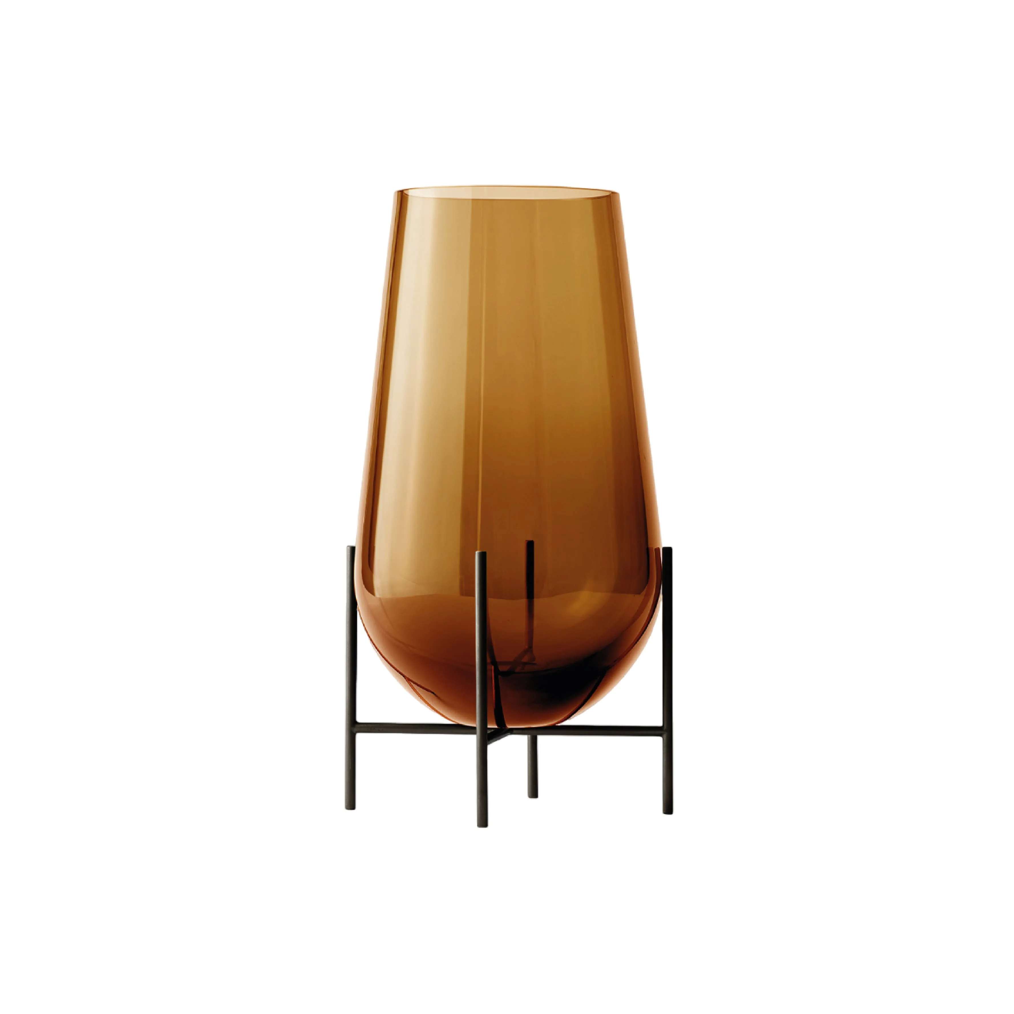 chasse Hurricane Vase | Bronzed Brass & Amber | Medium