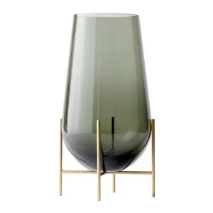 chasse Hurricane Vase | Green Smoked Glass | Medium