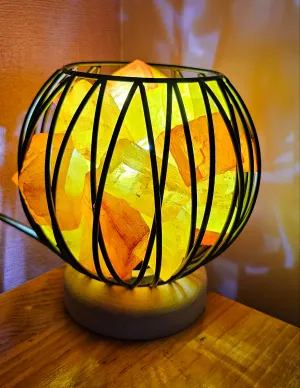 CITRINE TONES DYED CLEAR QUARTZ CRYSTAL  CAGE LAMP(mood enhancing)