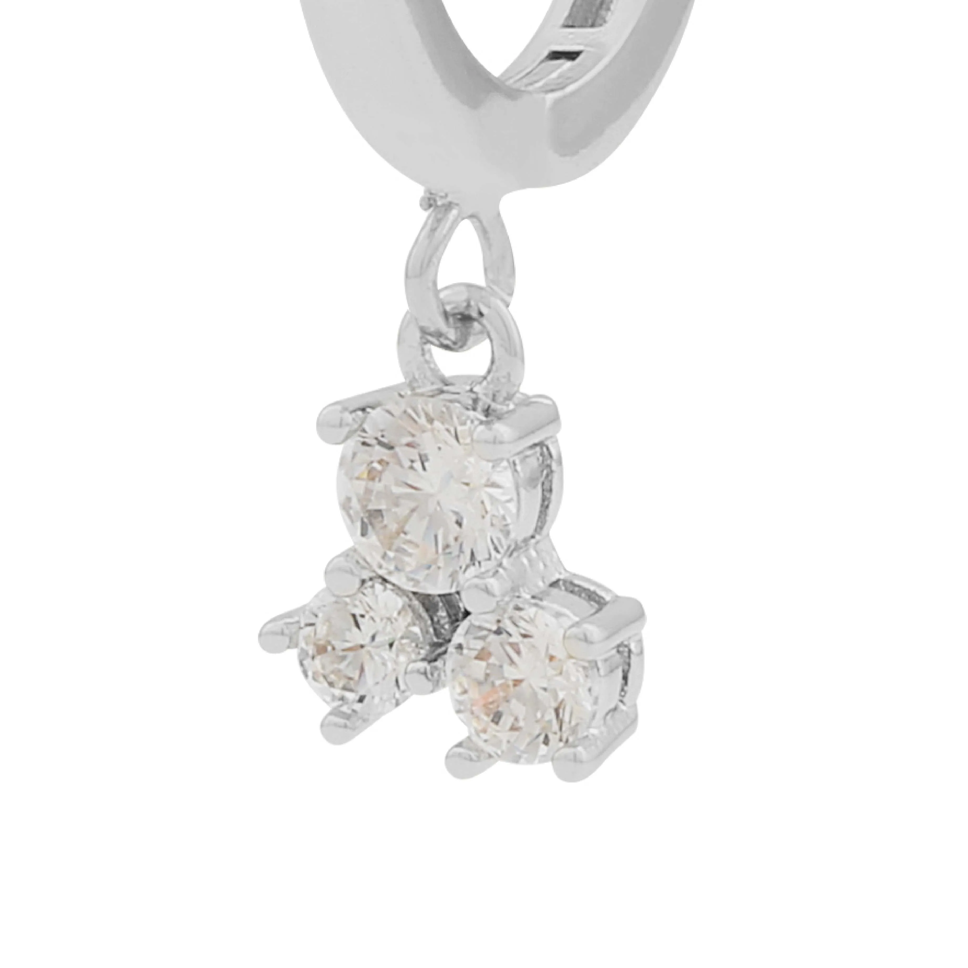 Copenhagen Small Ring Pendant Earrings | Silver Plated with Cubic Zirconia