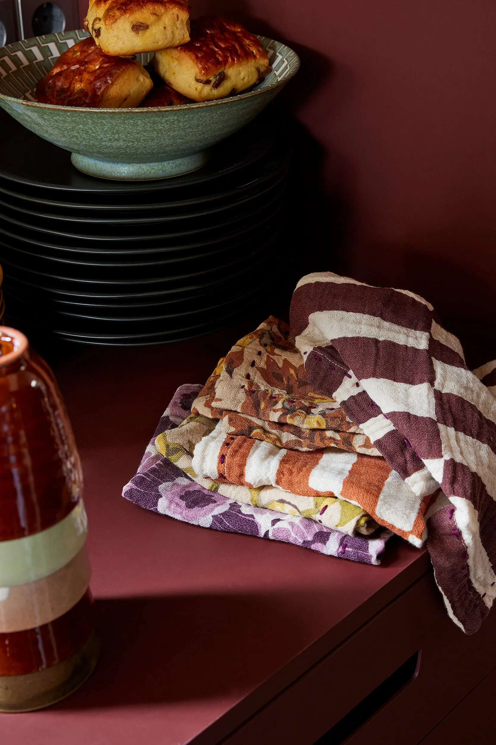 Cotton napkins striped tangerine, set of 2
