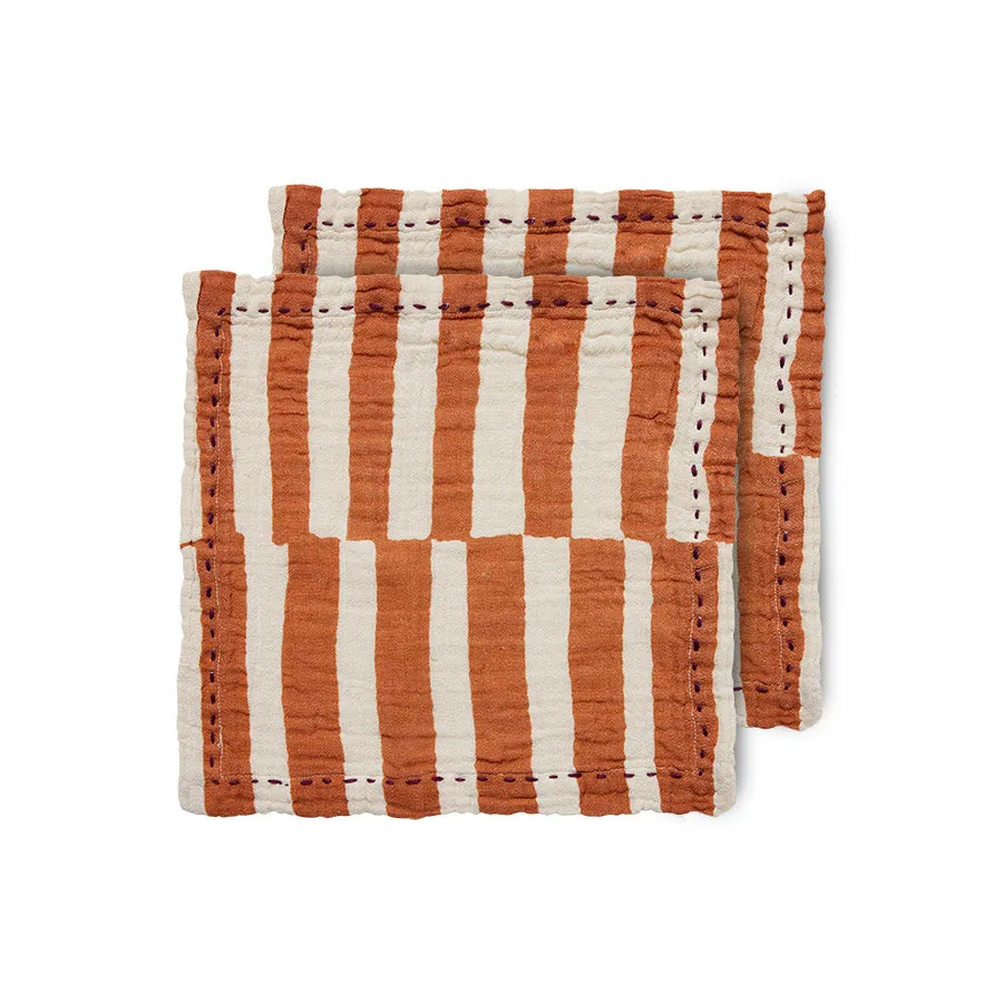 Cotton napkins striped tangerine, set of 2