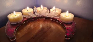 CRYSTAL CRESCENT MOON T LIGHT HOLDER MADE BY ME