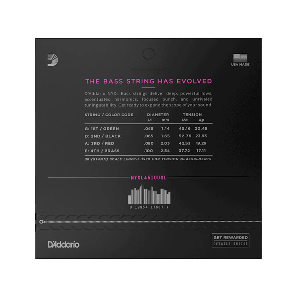 D'Addario NYXL45100SL Regular Light Super Long Scale Bass Strings