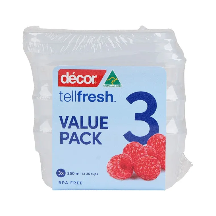 Dcor Tellfresh Containers, 250ml, 3pk