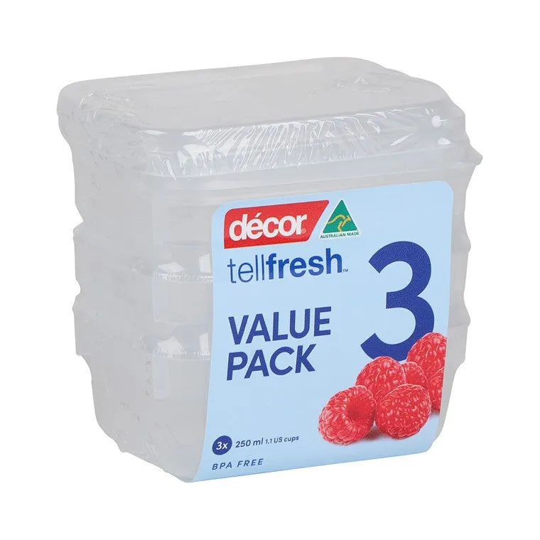 Dcor Tellfresh Containers, 250ml, 3pk