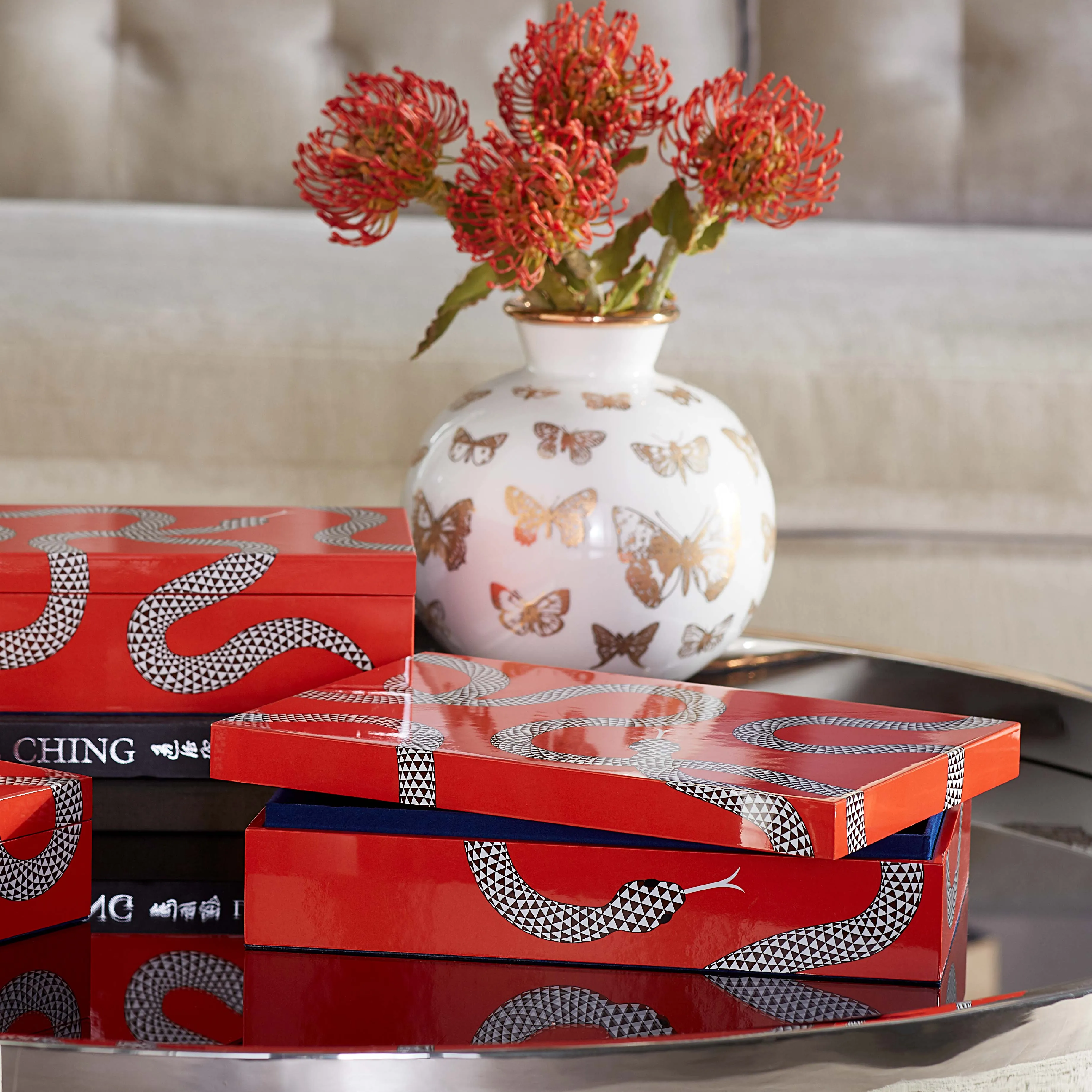 Eden Snakes Lacquer Box | Orange | Large