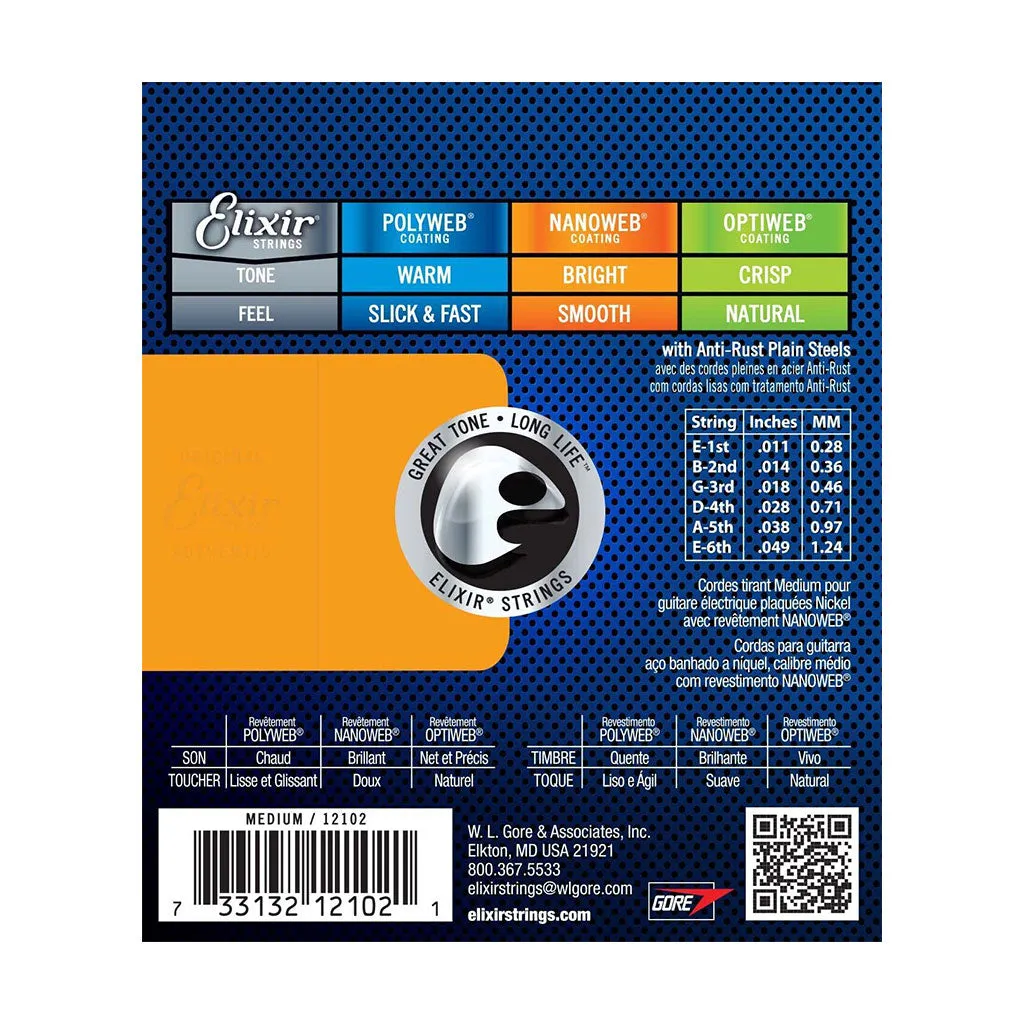 Elixir 12102 - Nanoweb Electric 11-49 Guitar Strings