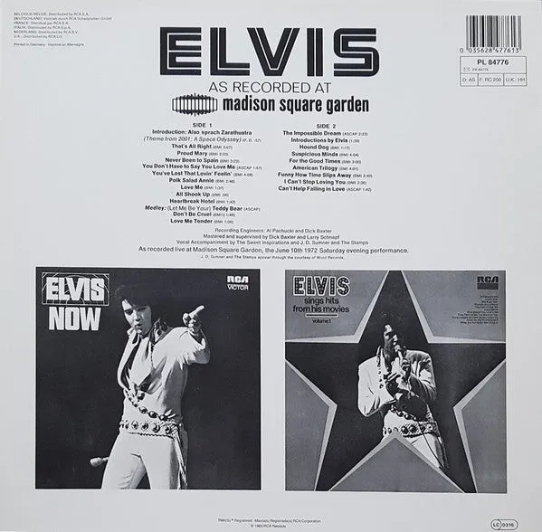 Elvis As Recorded At Madison Square Garden