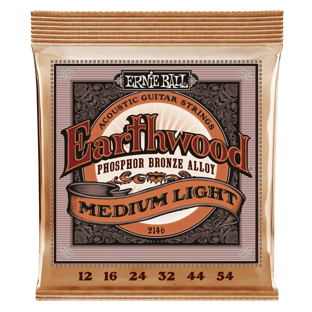 Ernie Ball Earthwood Medium Light Phosphor Bronze Acoustic Guitar String, 12-54 Gauge