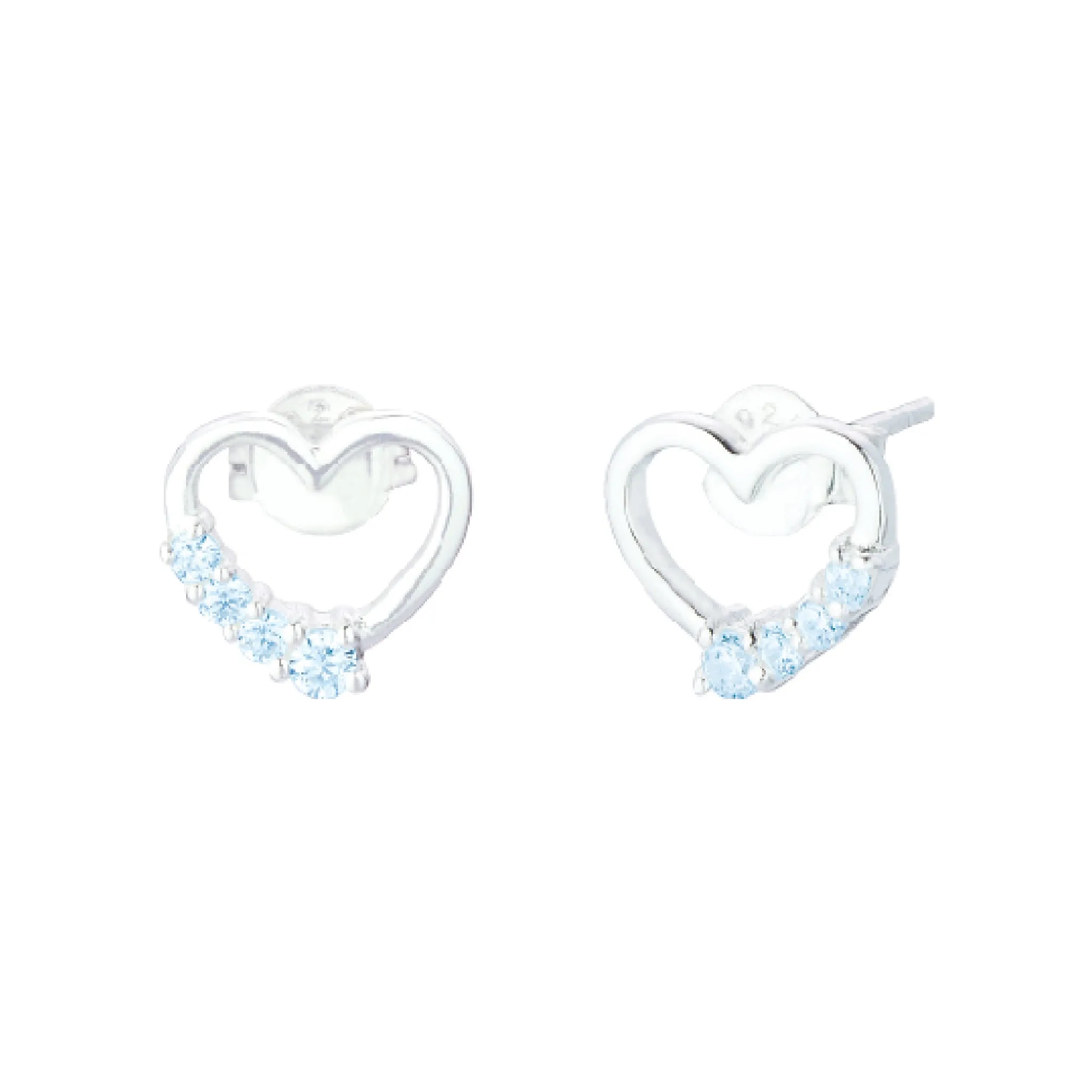 Ettie Aquamarine Heart Stud Earrings | Sterling Silver