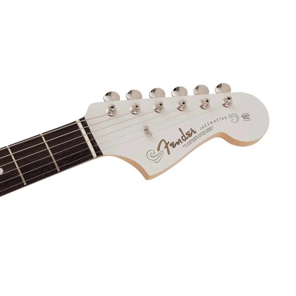 Fender 2023 Collection Made in Japan Traditional 60s Jazzmaster, Rosewood Fingerboard, Olympic White with Blue Competition Stripe