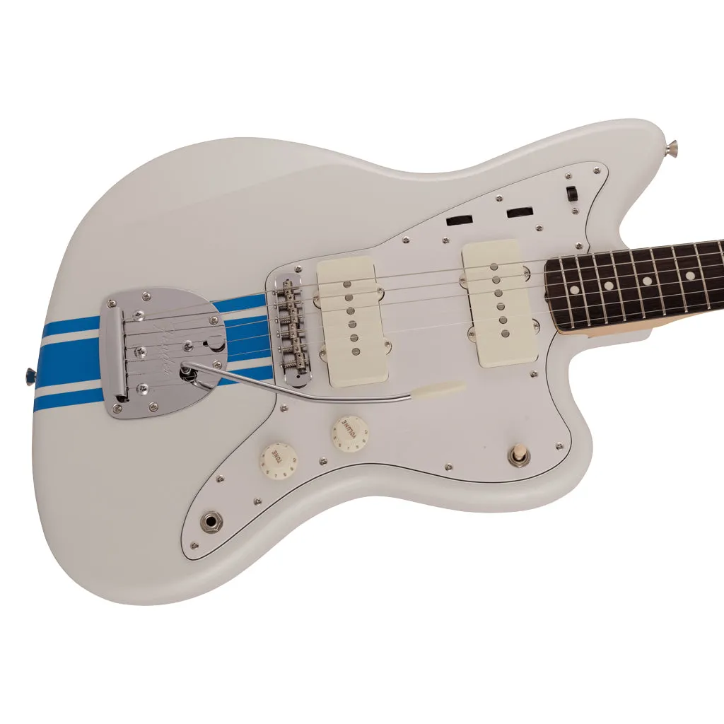 Fender 2023 Collection Made in Japan Traditional 60s Jazzmaster, Rosewood Fingerboard, Olympic White with Blue Competition Stripe