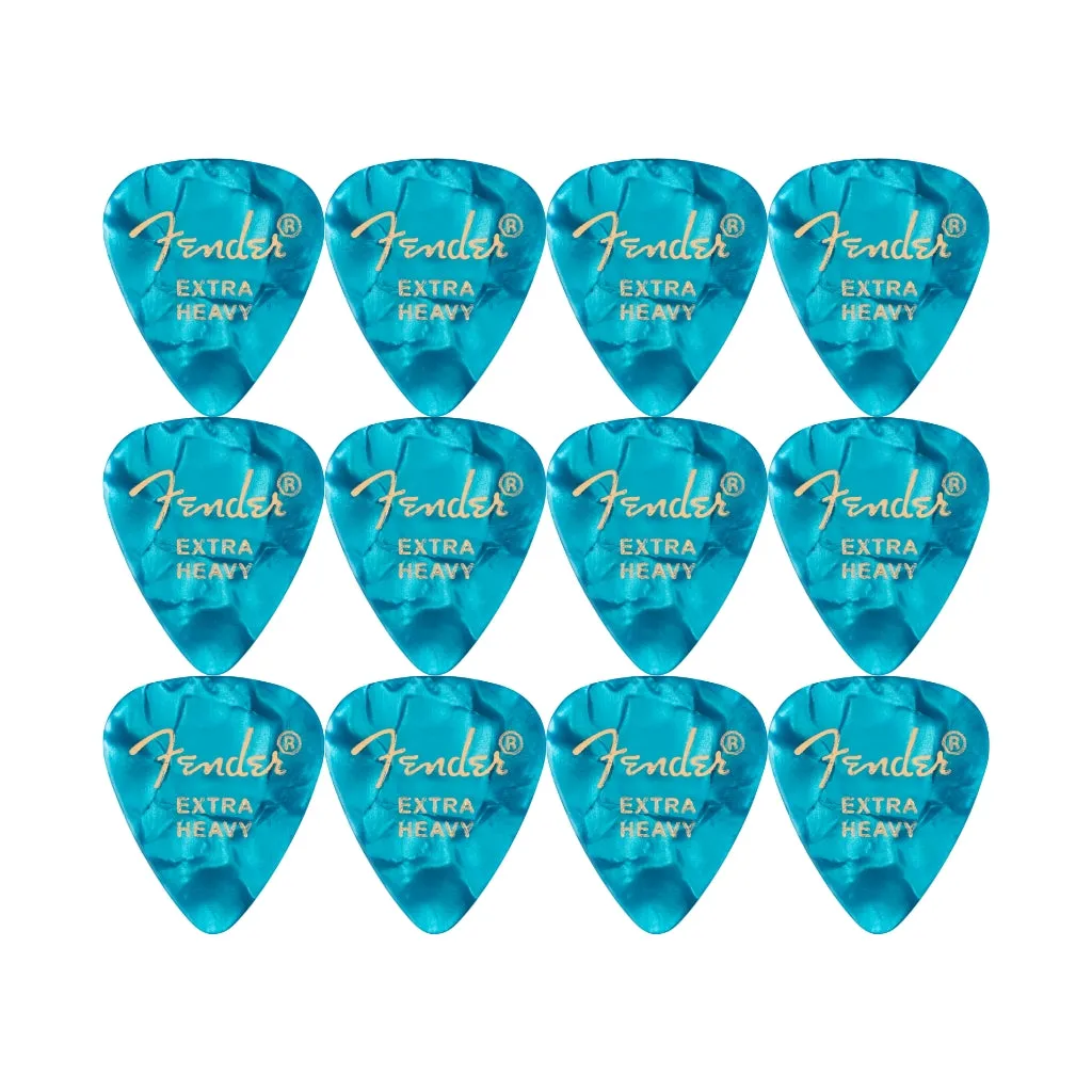 Fender Premium Celluloid 351 Shape Picks Extra Heavy Ocean Turquoise 12 Pack