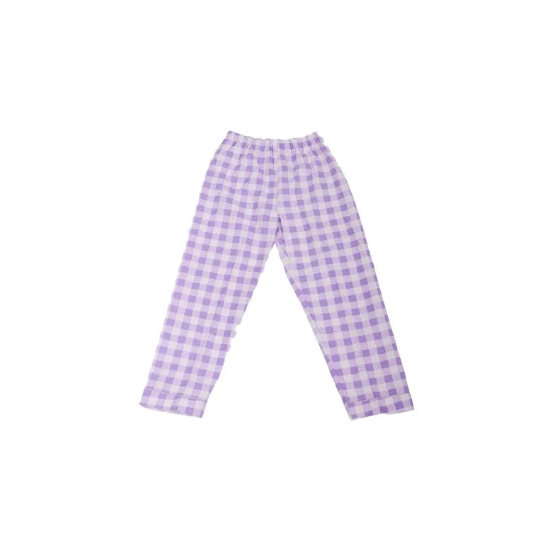 Flannel PJ Set, Lavender Gingham, Size 12