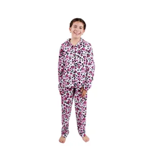 Flannel PJ Set, Love Leopard, Size 8