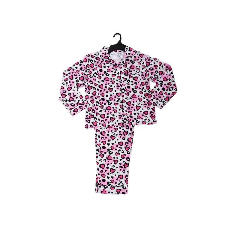 Flannel PJ Set, Love Leopard, Size 8