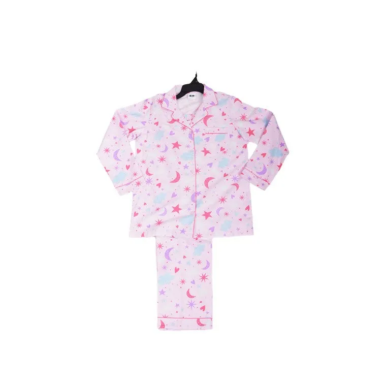 Flannel PJ Set, Moon & Stars, Size 12