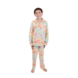 Flannel PJ Set, Retro Floral, Size 14