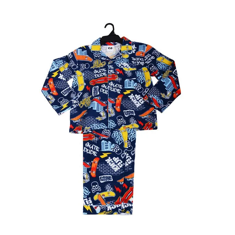 Flannel PJ Set, Skater, Size 10