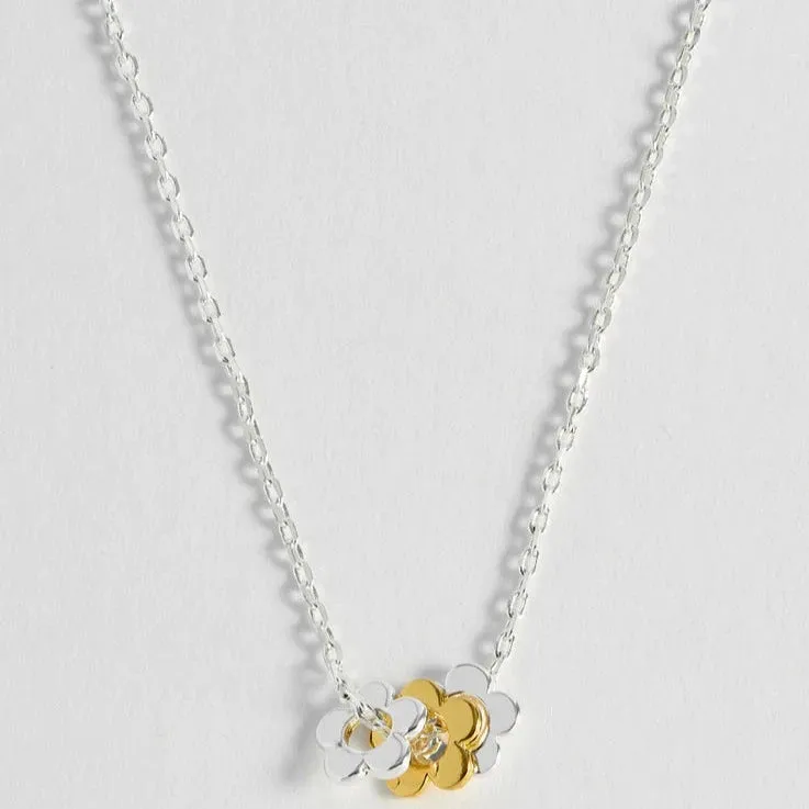Flower Trio Charm Necklace | Silver & Gold Plated