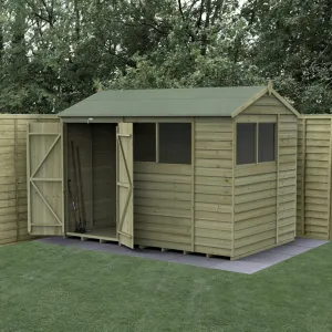 Forest Garden 4life Reverse Apex Shed 10x6 with Double Door and 4 Windows