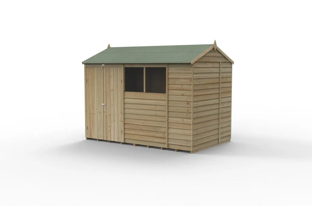 Forest Garden 4life Reverse Apex Shed 10x6 with Double Door and 4 Windows