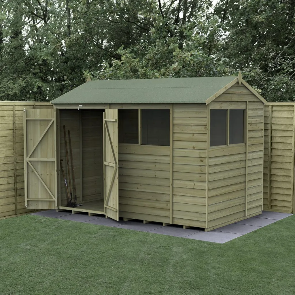 Forest Garden 4life Reverse Apex Shed 10x6 with Double Door and 4 Windows