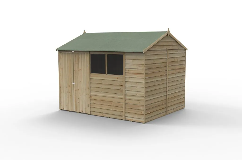 Forest Garden 4life Reverse Apex Shed 10x8 with Double Door and 4 Windows