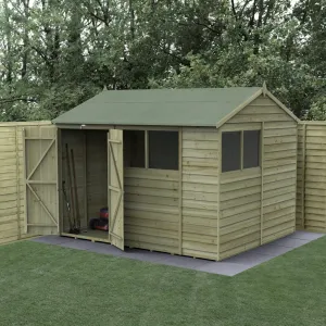 Forest Garden 4life Reverse Apex Shed 10x8 with Double Door and 4 Windows